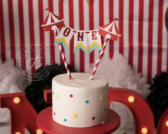 ORIGINAL Circus First Birthday Topper, Circus Cake Bunting, Circus Cake Topper, Circus Smash Cake Age Cake Topper Circus Party Decor Circus