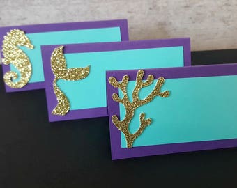 ORIGINAL Mermaid Party Decor, Mermaid Food Tents, Under The Sea Food Tents, Under the Sea Party Decor, Mermaid Shower, Mermaid Place Cards