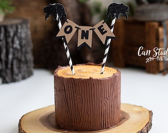 Black Bear Cake Topper, Lumberjack Party Decoration