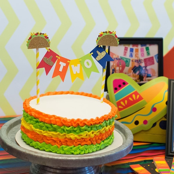 Taco Twosday Cake Topper, Fiesta Birthday Party Decor