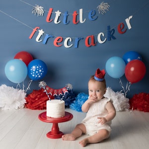 Fourth of July Birthday Set, Little Firecracker Birthday, 4th of July Birthday, Little Firecracker, Little Firecracker Birthday Banner