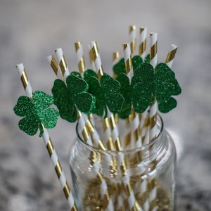 St. Patrick's Day Party Decorations. St Patrick's Day Straws. Shamrock Straws. Gold and Green Party Decor. Lucky One. St. Patrick's Shower