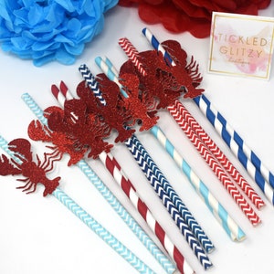 Lobster Straws, Lobster Boil Decorations, Lobster Party Decor, Maine Lobster Decor, Seafood Boil Decor, Seafood Boil Supplies, Maine Party