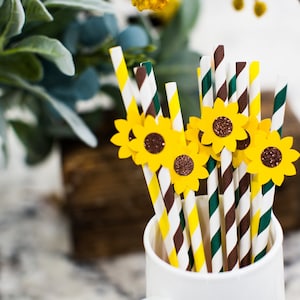 Sunflower Straws. Sunflower Party Decorations. Sunflower Bridal Shower Decorations. Sunflower Baby Shower Decorations. Sunflower Birthday.