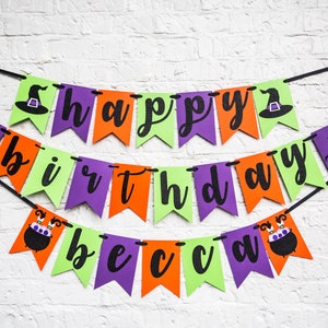 Halloween Birthday Banner. Halloween Witch Birthday. Halloween Birthday Decorations. Witch Birthday Banner. Witch Party Decorations.