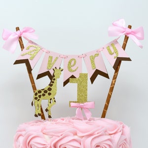 Giraffe 1st Birthday, Giraffe Cake Topper, Giraffe Cake Bunting, Giraffe Smash Cake Topper, Wild One Birthday, Girl Safari Decorations,