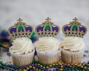 Mardi Gras Cupcake Toppers. Mardi Gras Party Decorations. Mardi Gras Birthday. NOLA Party Decorations. NOLA Bachelorette Party Decorations.