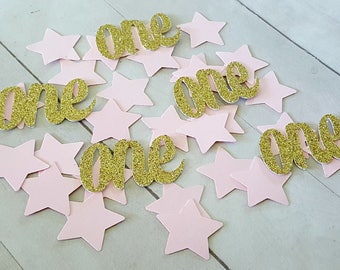 Twinkle Twinkle Little Star First Birthday. Pink and Gold First Birthday. One Confetti. Star Confetti. Girl Star Birthday. Star Party Decor