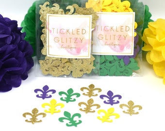 Mardi Gras Confetti. Mardi Gras Decorations, Mardi Gras Birthday Decor.  NOLA Bachelorette. Mardi Gras Wedding. Mardi Gras Party Decoration.