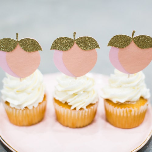 Peach Cupcake Toppers. One Sweet Peach. Sweet as a Peach. Etsy
