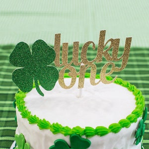 Lucky One Cake Topper, Lucky One Birthday, Lucky One Glitter Cake Topper, St. Patrick's Day Birthday, St. Patrick's Day 1st Birthday, image 1