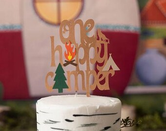 One Happy Camper Cake Topper, First Birthday Camping Theme