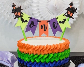 Halloween First Birthday Decorations. Halloween Smash Cake Topper. Halloween Cake Bunting. Halloween Cake Banner. Halloween 1st Birthday.