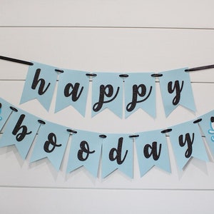 Ghost Birthday Decorations. Blue and Black Halloween Birthday Decorations. Ghost Birthday for Boy. Ghost with Bowtie. Boy Booday Banner.