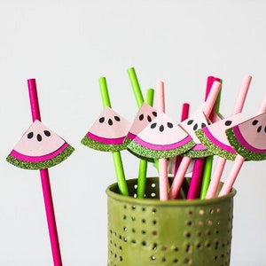 One in a Melon 1st Birthday. Watermelon Straws. One in a Melon Decorations. Watermelon Party Decor. Pink Watermelon Decoration. Summer Party