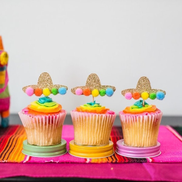 Pastel Fiesta Decorations. Pastel Fiesta Party Decor. Fiesta First Birthday Decorations. Taco Twosday Party Decor. Fiesta Cupcake Toppers.