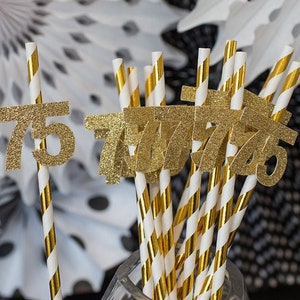 75th Birthday Party Decorations. 75th Party Decor. Number Straws. Age Straws. Seventy-Five Party Decorations. 75 Straws. 75th Birthday Favor