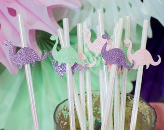 Dinosaur Party Decorations. Dinosaur Baby Shower. Dinosaur Girl Birthday Decorations. Dinosaur Straws. Pastel Dinosaur Party Decorations.