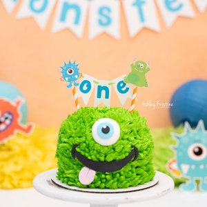 Little Monster Cake Topper. Little Monster First Birthday. Monster Party Decorations. Monster Cake Bunting. Little Monster Smash Cake Topper image 1