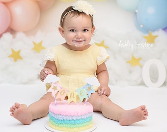 Pastel Rainbow First Birthday. Pastel Rainbow Smash Cake Topper. Rainbow Baby Birthday. Rainbow Baby Decorations. Pastel Rainbow Party Decor