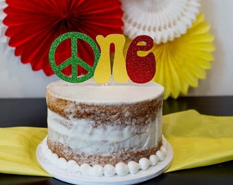 One Love Cake Topper. One & Loved Cake Topper. One Love 1st Birthday Decorations. Reggae First Birthday Decorations. ONE Glitter Cake Topper