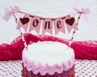 Valentine's Day 1st Birthday Decorations. Valentine's Day Smash Cake Topper. Little Sweetheart Cake Topper. Valentine's Day Bunting Topper.