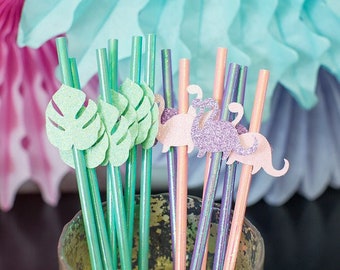 Pastel Dinosaur Party Straws, Birthday Baby Shower Decorations