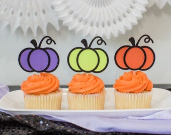 Halloween Cupcake Toppers. Halloween Party Decorations. Halloween Pumpkin Cupcake Toppers. Halloween Birthday Decor. Halloween Shower Decor.