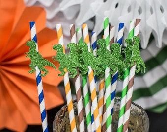 T-Rex Party Decorations. Three-Rex Party Decorations. Dinosaur Party Decorations. Dinosaur Birthday Decorations. T-Rex Straws Dinosaur Straw