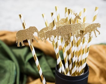 Safari Straws. Safari Decorations. Jungle Straws. Jungle Decorations. Wild One Decorations. Safari Birthday Decorations. Safari Baby Shower.