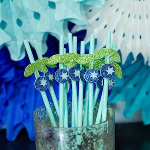 Blueberry Party Decorations. Blueberry Straws. Berry Sweet Birthday. Berry Party Decorations. Berry 1st Birthday Decor. Blueberry Shower.