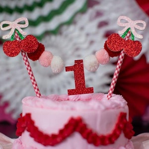 She&#39;s The Cherry On Top First Birthday. She&#39;s The Cherry On Top 1st Birthday. Cherry Cake Topper. Cherry 1st Birthday. Cherry Smash Cake Top