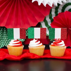 Italian Party Decorations. Italian Cupcake Toppers. Italian Birthday. Italy Party Decorations. Italy Flag Decor. Pizza Party Decorations.