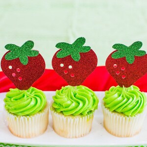 Berry First Birthday Decorations. Strawberry Party Decorations. Berry Sweet Birthday. Strawberry Cupcake Toppers. Berry Sweet Party Decor.