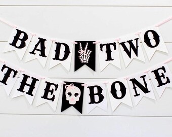 Bad Two the Bone Banner: Pastel Halloween 2nd Birthday