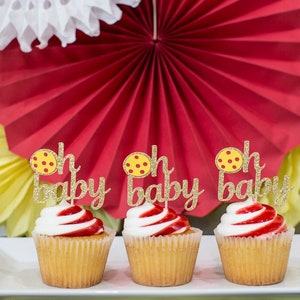 Pizza Baby Shower Decorations. Oh Baby Pizza Cupcake Toppers. Pizza Baby Sprinkle. Italian Baby Shower. Slice Slice Baby Shower Decorations.