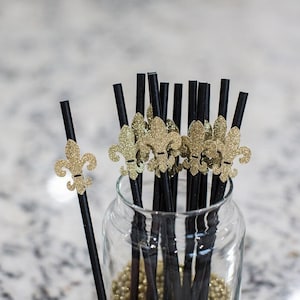 Fleur de Lis Party Decorations. New Orleans Party Decorations. Fleur de Lis Straws. Mardi Gras Party Decorations. Football Party Decor.