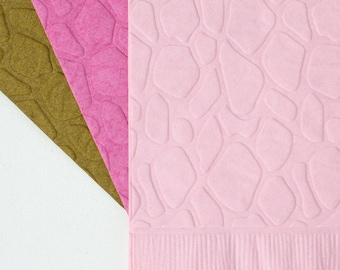 Pink Giraffe Party Napkins, Embossed Safari Decor (Set of 24)