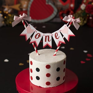 Valentine&#39;s Day 1st Birthday Decorations. Valentine&#39;s Day Smash Cake Topper. Little Sweetheart Cake Topper. Valentine&#39;s Day Bunting Topper.