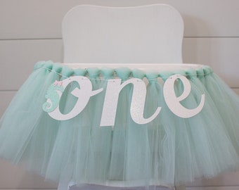 Oneder the Sea High Chair Tutu. Oneder the Sea Party Decorations. Oneder the Sea Birthday. Under the Sea 1st Birthday. Mermaid High Chair.