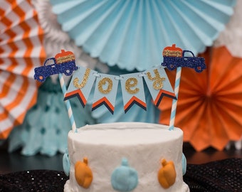 Pumpkin Truck Cake Topper: Boy Baby Shower, First Birthday