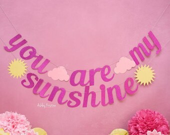 You Are My Sunshine Banner - Glitter Baby Shower or Birthday
