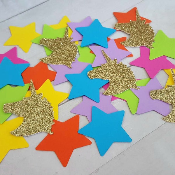 Bright Rainbow Unicorn Decorations, Bright Rainbow Unicorn Confetti, Bright Rainbow Party Decorations, Rainbow Unicorn Birthday, Unicorns