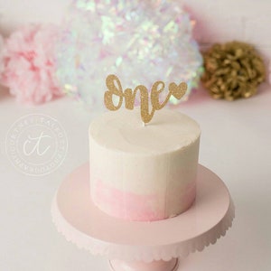 One Glitter Cake Topper, First Birthday Cake Topper, Heart 1st Birthday, Glitter Cake Topper Age, Gold Glitter Birthday Decorations