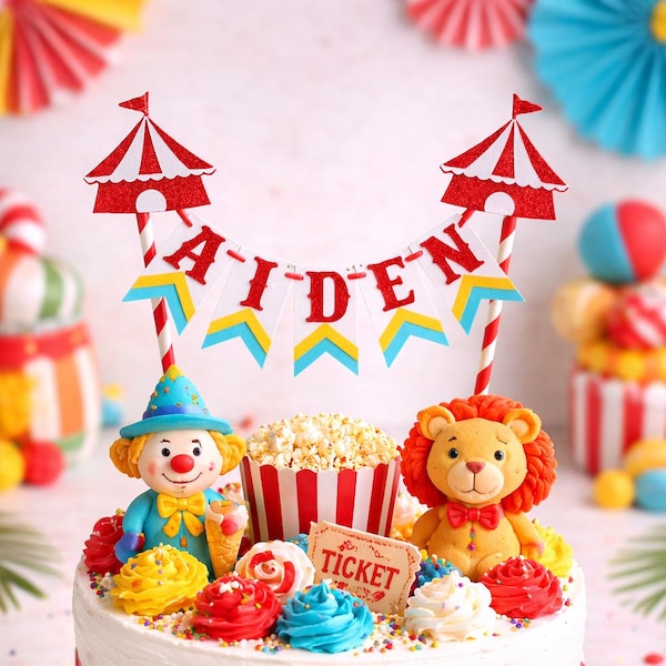Original Circus Cake Topper Bunting, Baby Shower Birthday Party Decor