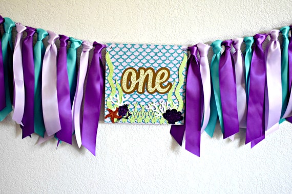 Mermaid High Chair Banner, Mermaid Highchair Banner, Mermaid First Birthday, Under the Sea Birthday, Mermaid Birthday, Under the Sea Banner Il_570xn