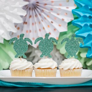 Sea Turtle Cupcake Toppers. Oneder the Sea 1st Birthday. Under the Sea Party Decorations. Mermaid Party Decor. Beach Party Decor. Sea Birthd image 7