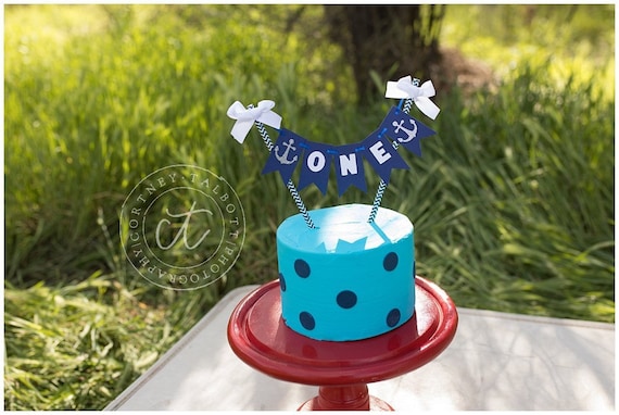 Nautical Cake Bunting, Nautical First Birthday, Nautical Smash Cake Topper,  Nautical Party Decorations, Boy Nautical Birthday Decorations 