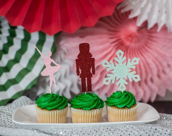 Nutcracker Cupcake Toppers, Christmas Party Decorations (12 ct)