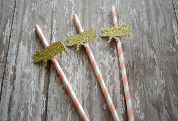 Pig Party Decorations, Pig Straws, Piggy Birthday, Piggy Decorations, Pigsty Party, Barnyard Birthday, Farm Birthday, Pig Birthday, Il_570xn